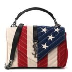 Saint Laurent Monogram Medium College Bag in American Flag Chevron Canvas