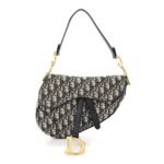 Christian Dior Oblique Saddle Bag Black Canvas