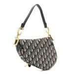 Christian Dior Oblique Saddle Bag Black Canvas - Image 2