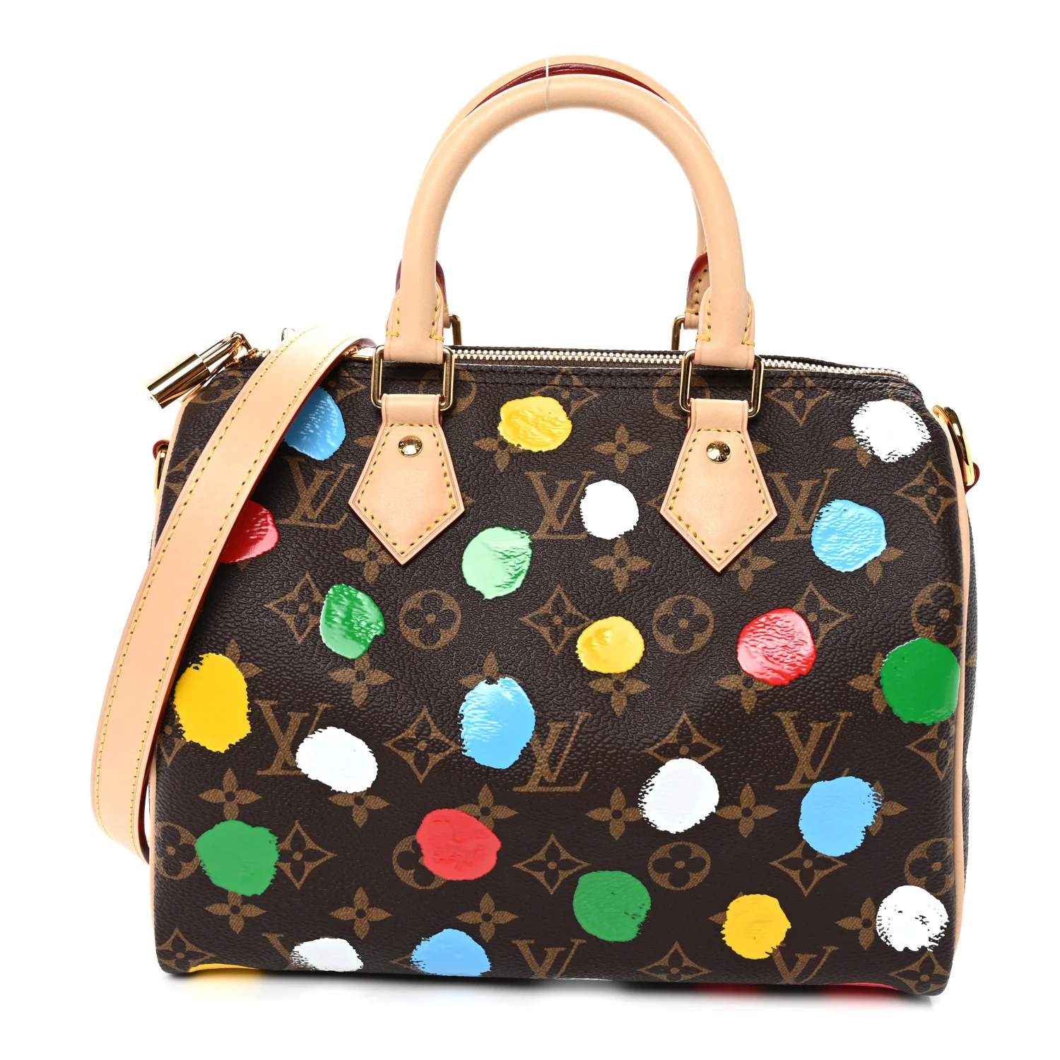 IMG_0394 Louis Vuitton x Yayoi Kusama Monogram Painted Dots Speedy Bandouliere 25 - Image 1
