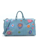 Louis Vuitton x Yayoi Kusama Monogram Empreinte Faces Keepall Bandouliere 50 Light Blue