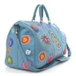 Louis Vuitton x Yayoi Kusama Monogram Empreinte Faces Keepall Bandouliere 50 Light Blue - Image 2