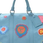 Louis Vuitton x Yayoi Kusama Monogram Empreinte Faces Keepall Bandouliere 50 Light Blue - Image 6