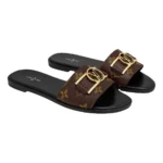 Louis Vuitton Lock It Flat Mule Sandals in Monogram Canvas