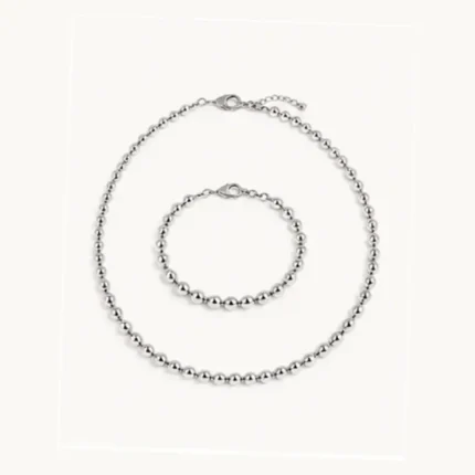 Tiffany Sterling Silver 10mm HardWear Ball Necklace Bracelet Set illustrative product image