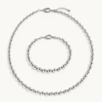 Tiffany Sterling Silver 10mm HardWear Ball Necklace Bracelet Set illustrative product image