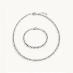 Tiffany Sterling Silver 10mm HardWear Ball Necklace Bracelet Set illustrative product image