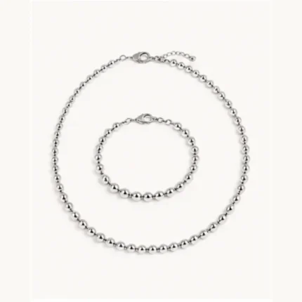 Tiffany Sterling Silver 10mm HardWear Ball Necklace Bracelet Set illustrative product image