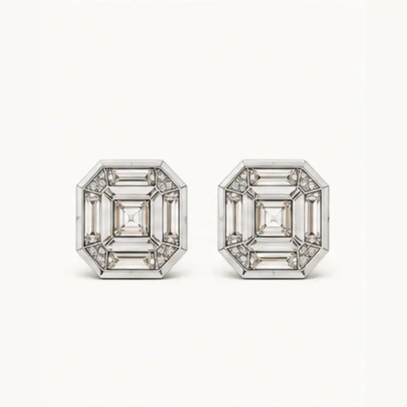 Chanel Crystal CC Earrings Silver illustrative product image