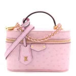 Ostrich Vanity Chain Pouch Pink
