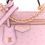 Ostrich Vanity Chain Pouch Pink - Image 6