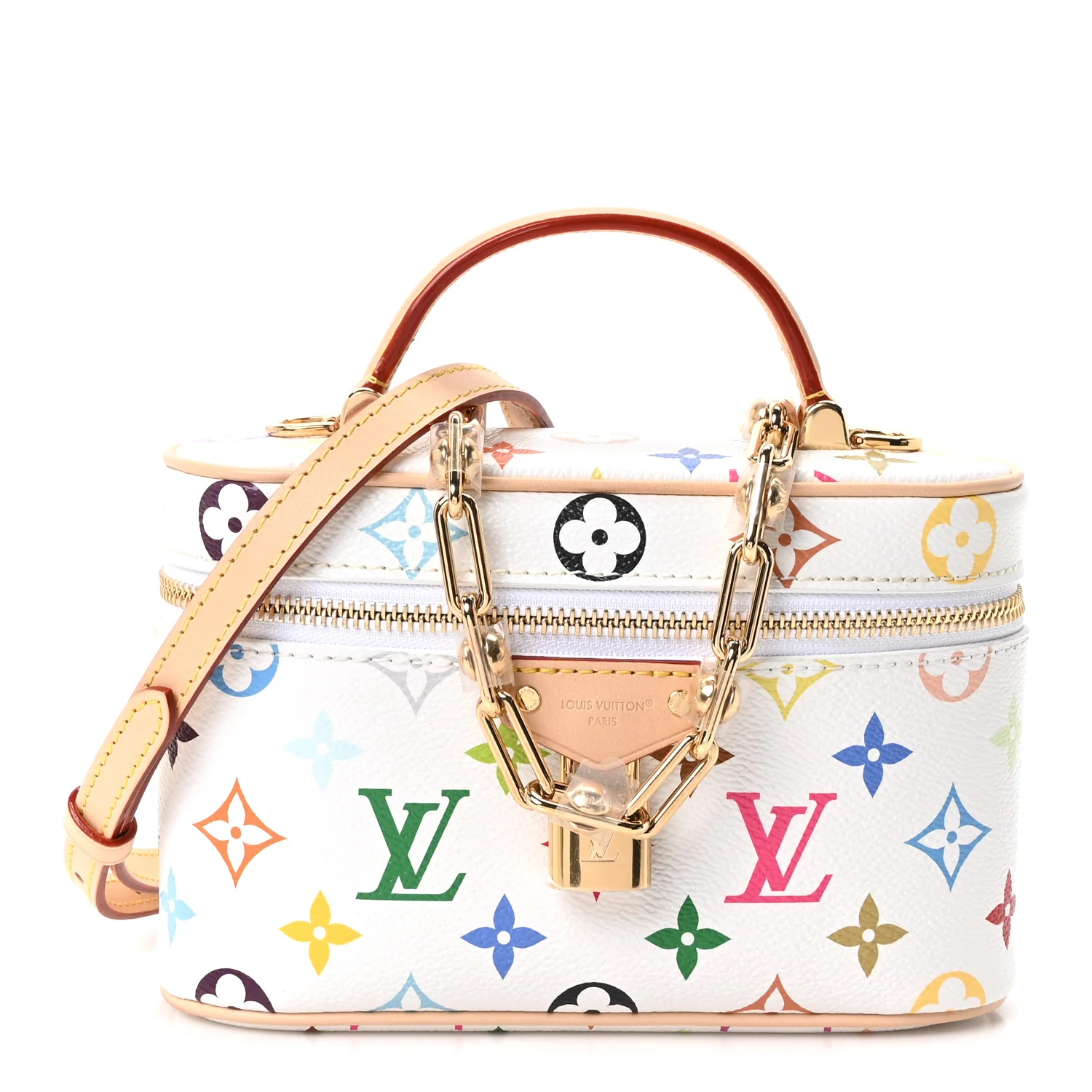 IMG_7642 LV x TM Monogram Multicolor Vanity Chain Pouch White - Image 1