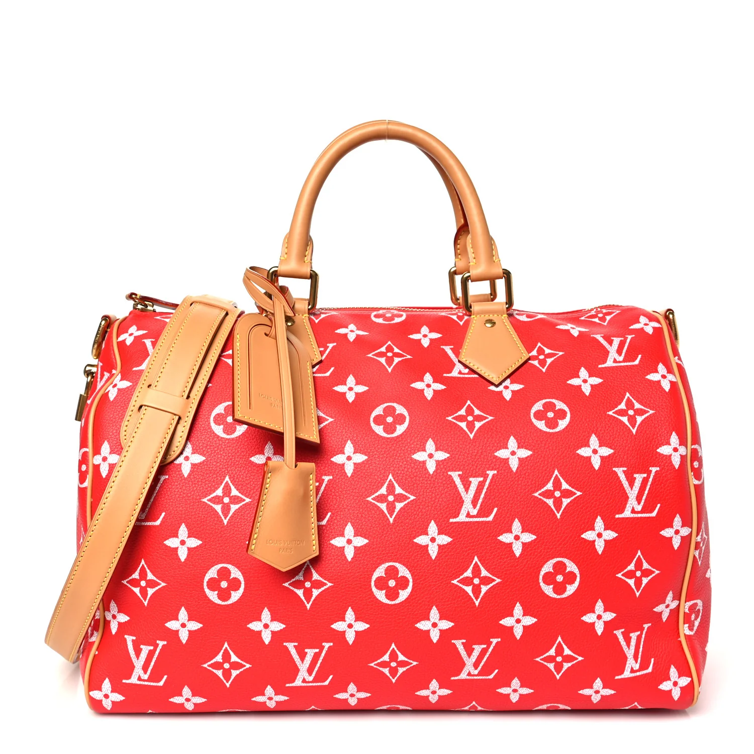 IMG_8040 Calfskin Monogram Speedy P9 Bandouliere 40 Red - Image 1