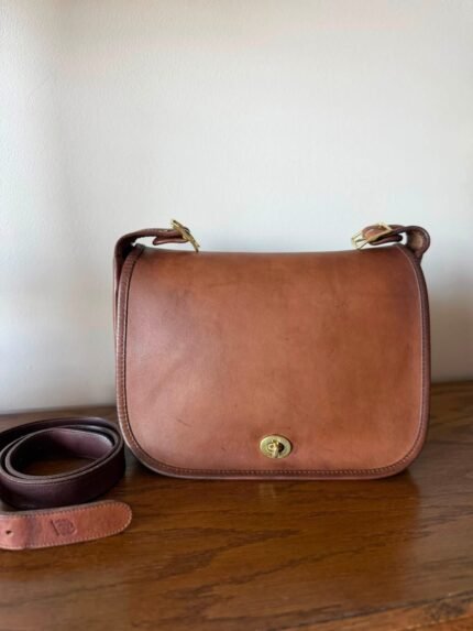 Coach Vintage British Tan Glove-Tanned Leather Saddle Bag